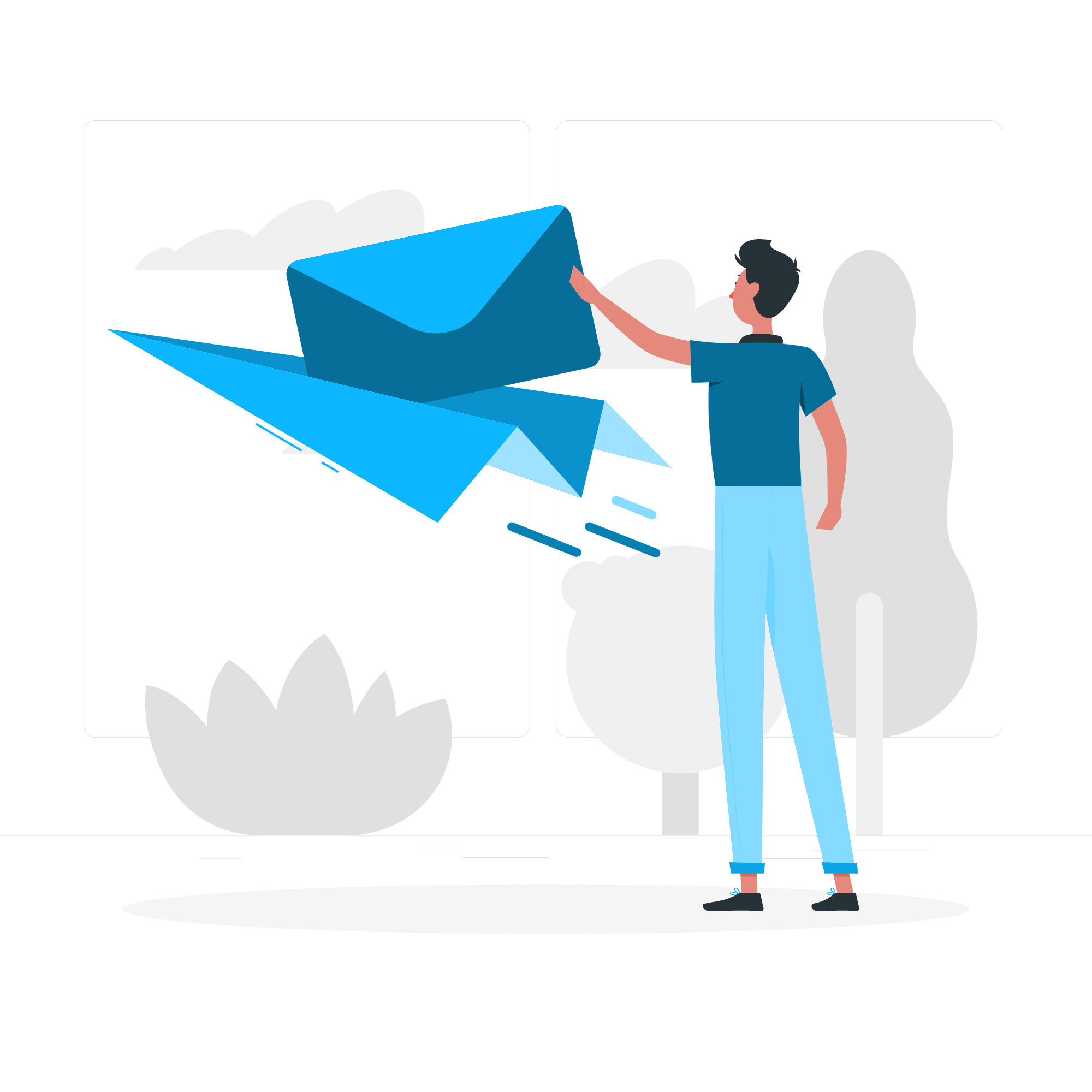 Ilustração de um homem enviando um email.